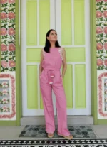 Croatia Sleeveless Embroidered Pant Set